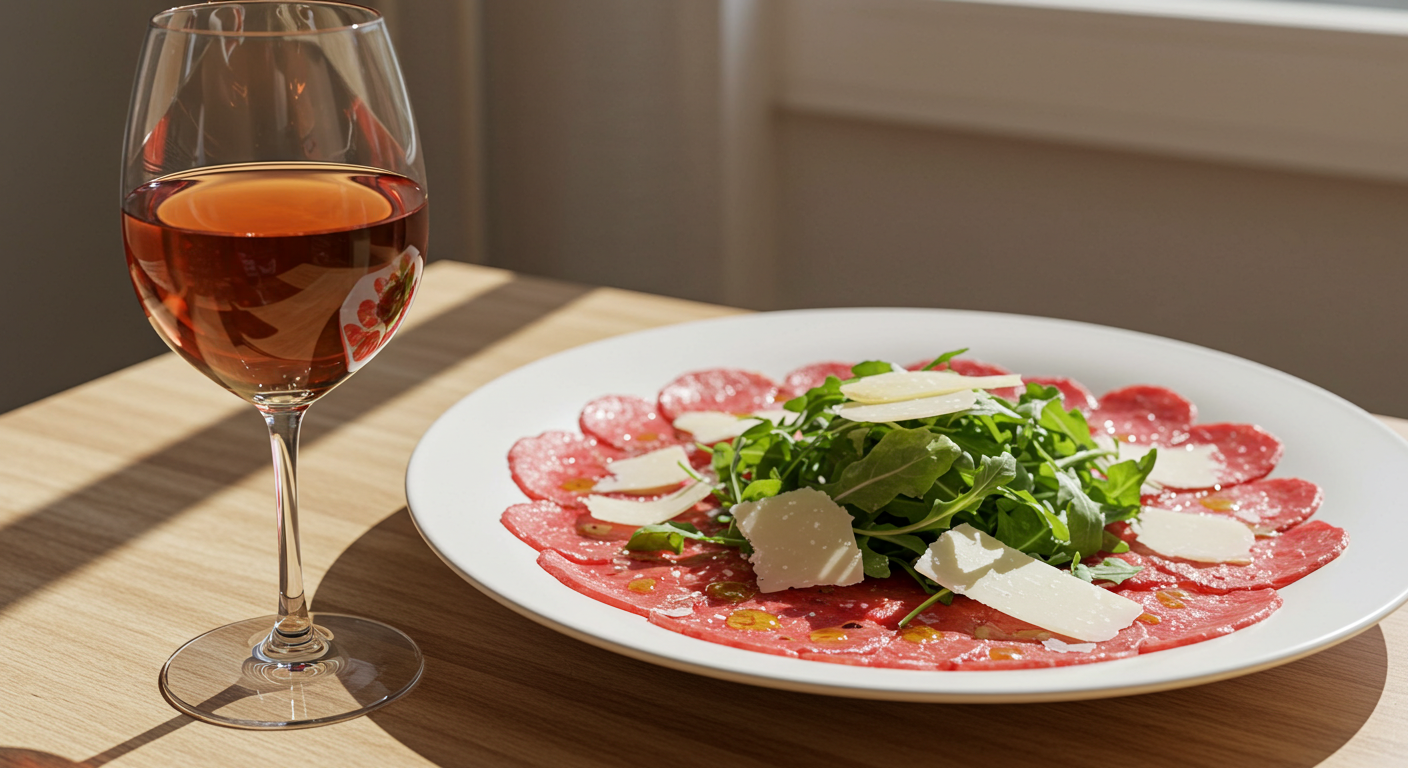 ロゼワインとカルパッチョ